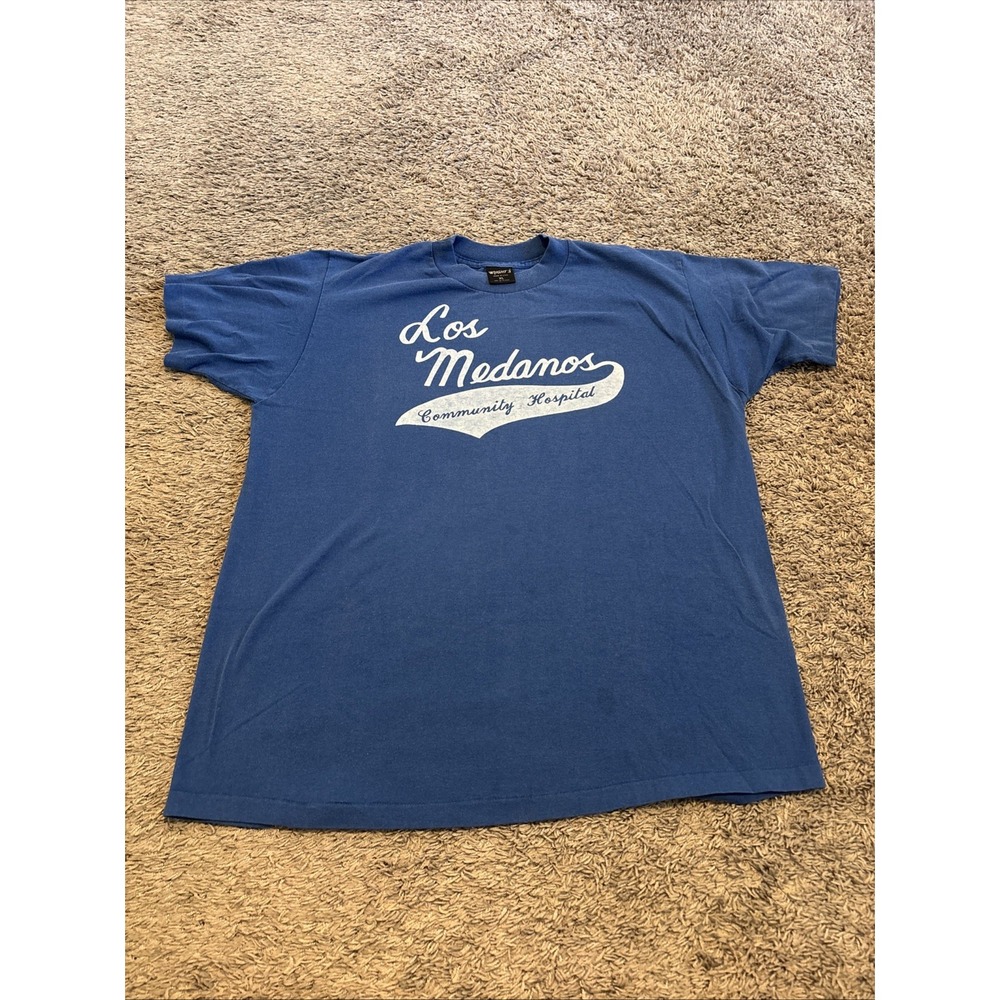Vintage 1980s Los Medanos Hospital Community Tee T Shirt Blue Single Stitch XL